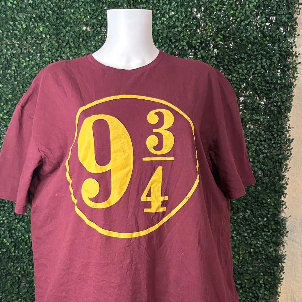 Women's Maroon Graphic Tee with Yellow 9 3/4 Emblem Harry Potter # 110 - Picture 2 of 6